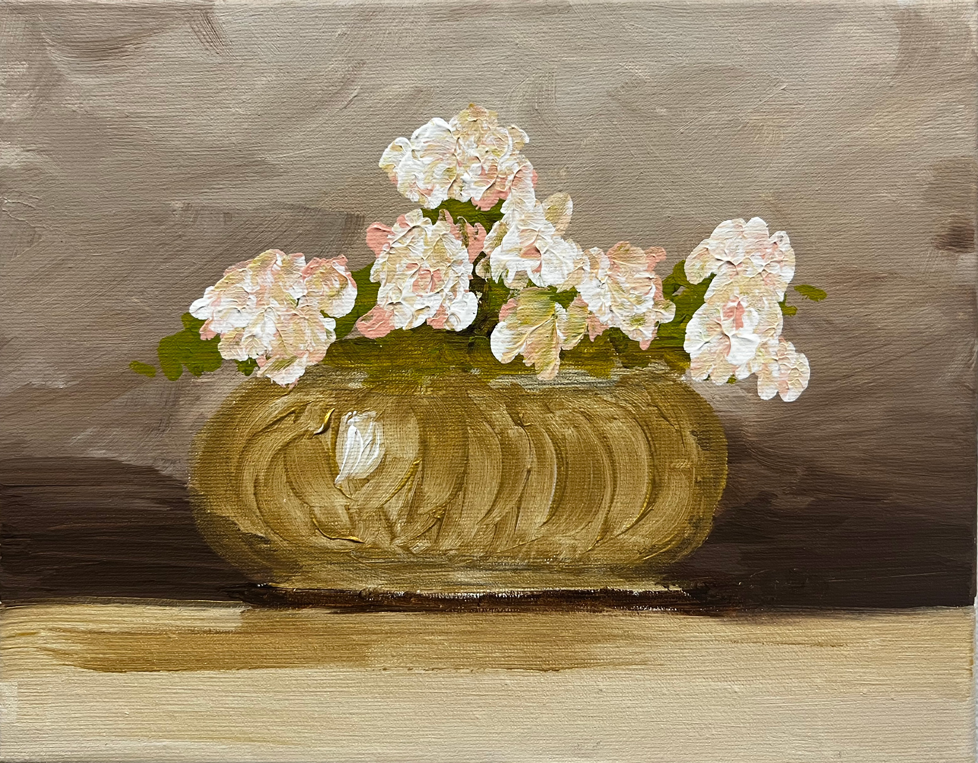 Irene Cox painting of flowers on a beige background 23